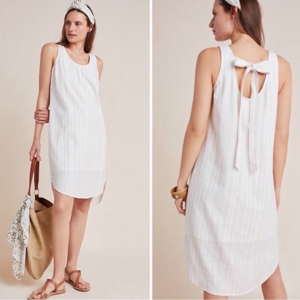 Cloth & Stone Striped Tie back Sleeveless Shift high-low hem tie back Dress XS